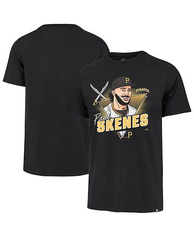 '47 Brand Men's Paul Skenes Black Pittsburgh Pirates Player Caricature Franklin T-Shirt