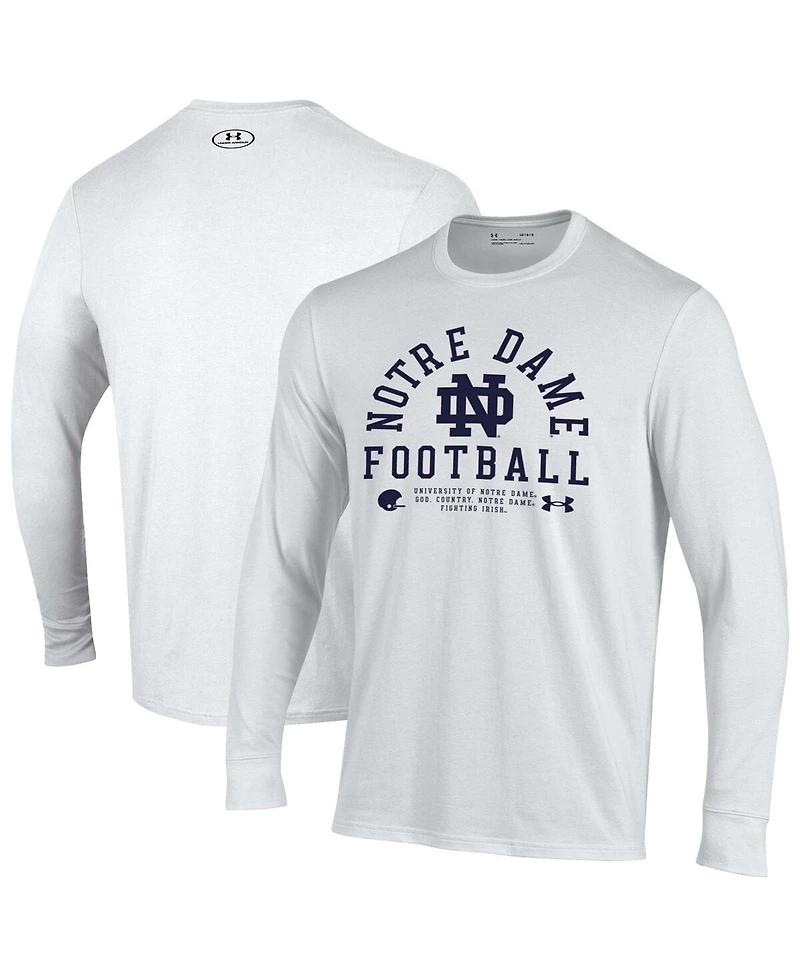 Under Armour Men's White Notre Dame Fighting Irish 2025 Sideline Football Performance Cotton Long Sleeve T-Shirt