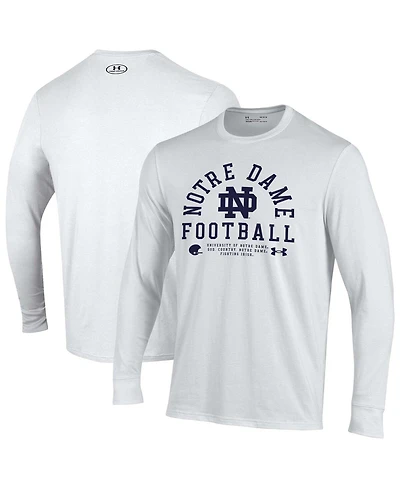 Under Armour Men's White Notre Dame Fighting Irish 2025 Sideline Football Performance Cotton Long Sleeve T-Shirt