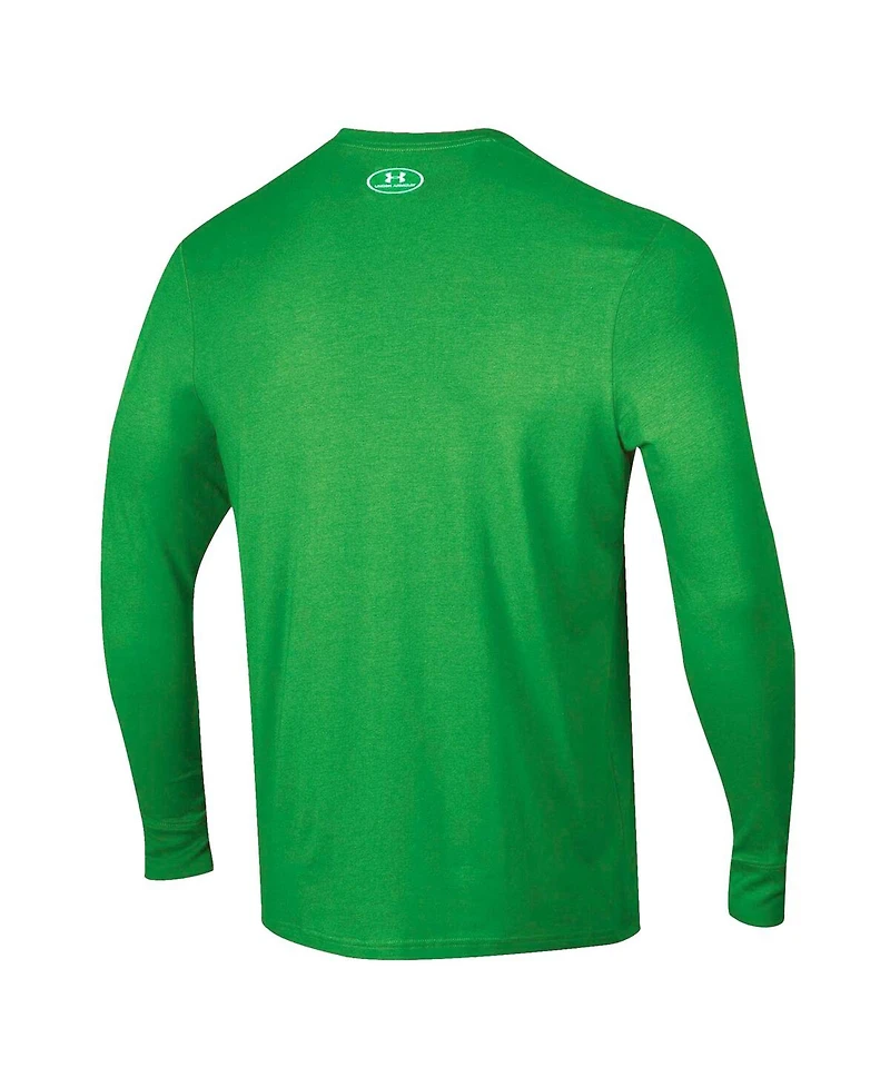 Under Armour Men's Kelly Green Notre Dame Fighting Irish 2025 Sideline Football Performance Cotton Long Sleeve T-Shirt