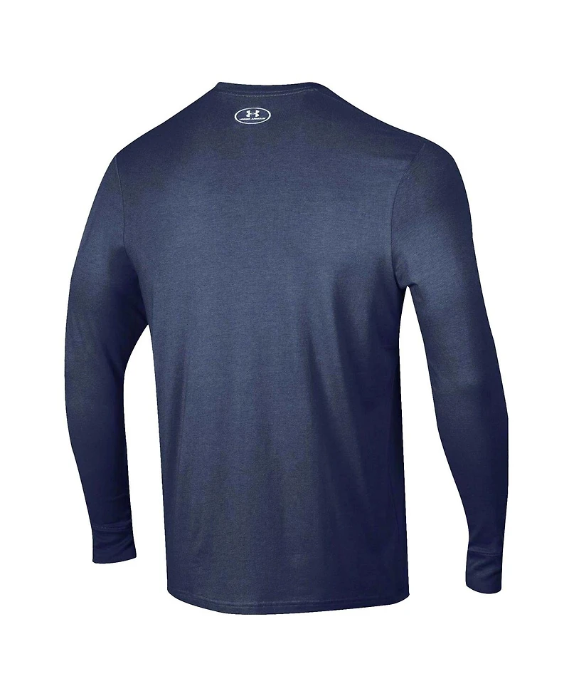 Under Armour Men's Navy Midshipmen 2025 Sideline Football Performance Cotton Long Sleeve T-Shirt