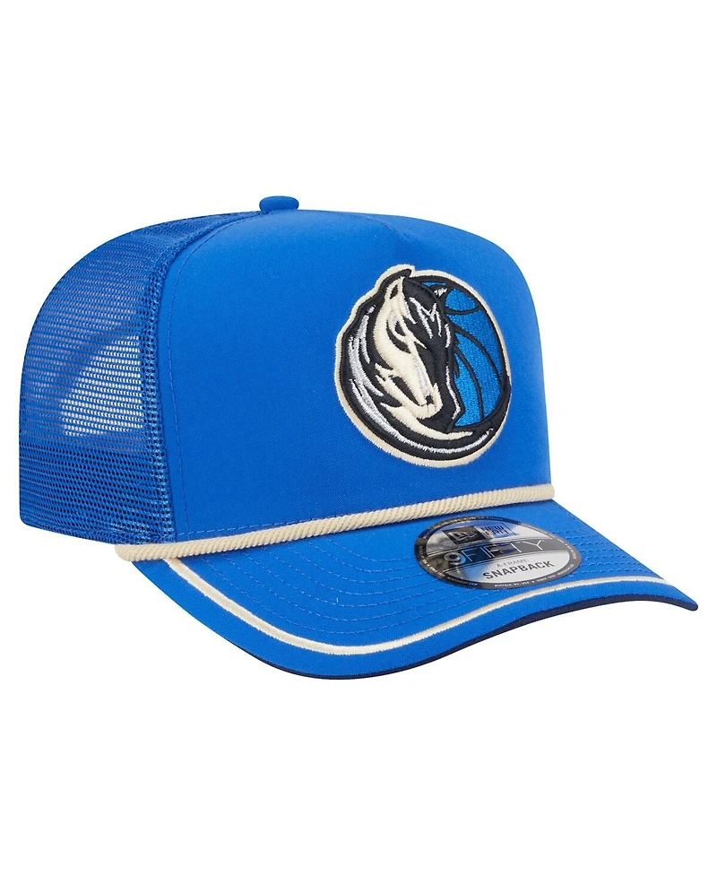 New Era Men's Blue Dallas Mavericks Team Rope A-Frame 9FIFTY Snapback Hat