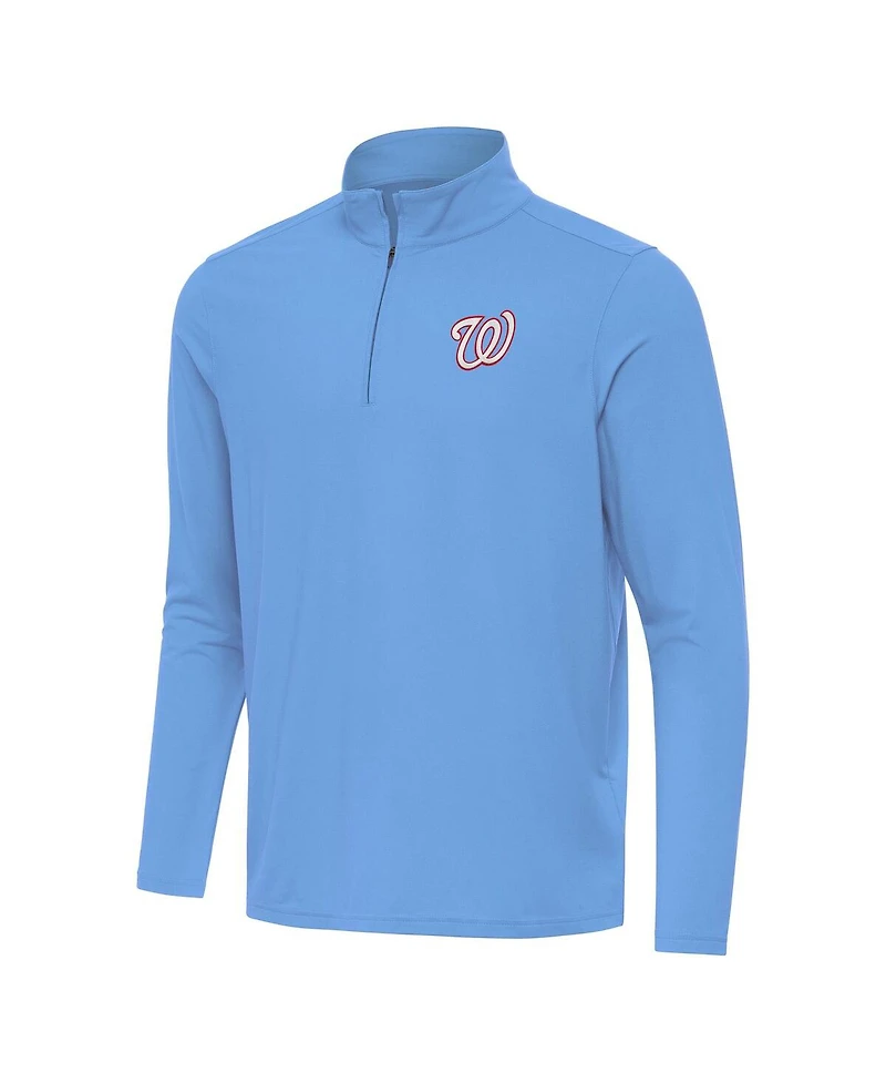 Antigua Men's Powder Blue Washington Nationals Intent Quarter-Zip Hoodie