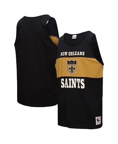 Mitchell & Ness Men's Black New Orleans Saints Retro Color Block Tank Top