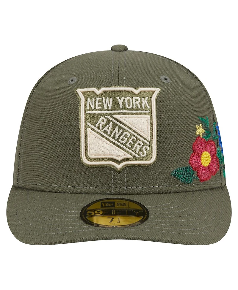 New Era Men's Olive York Rangers Tonal Florals 59FIFTY Fitted Hat