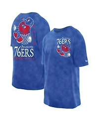 New Era Men's Royal Philadelphia 76ers Old School Sport Enzyme Wash Oversized T-Shirt