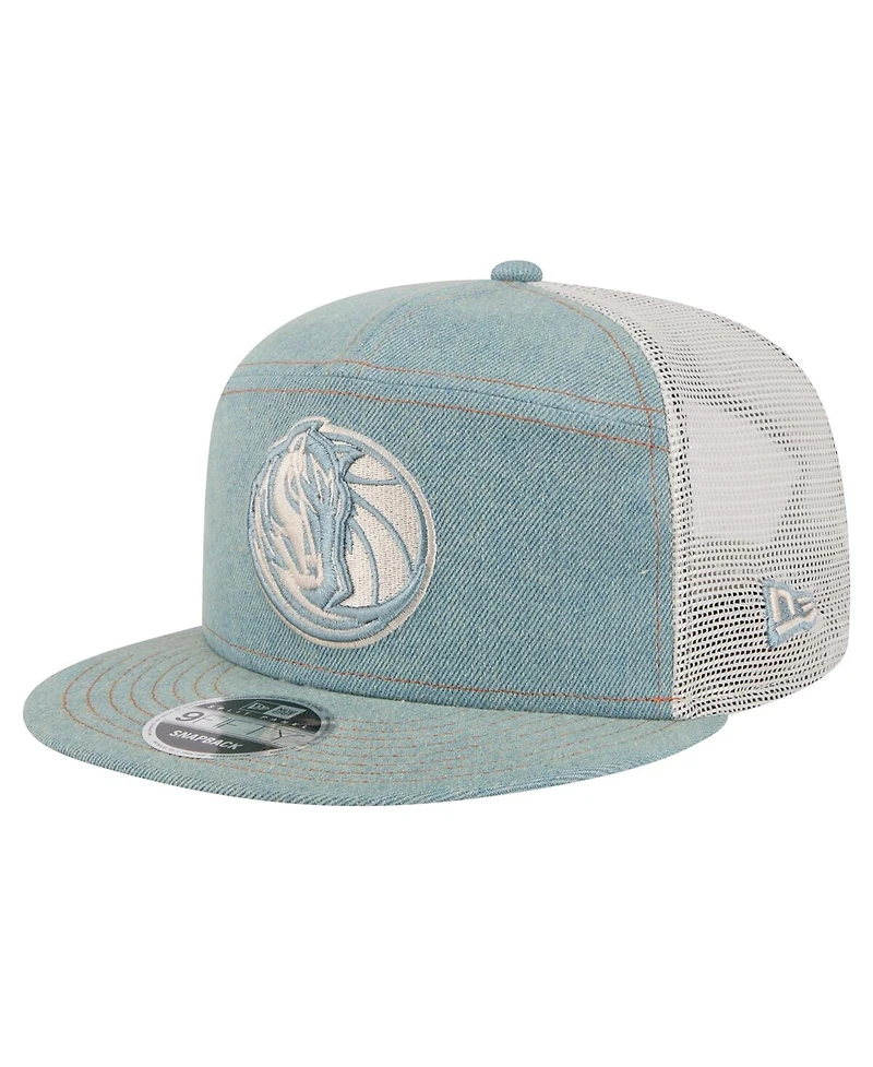 New Era Men's Dallas Mavericks Adventure Denim Split Panel 9FIFTY Snapback Trucker Hat