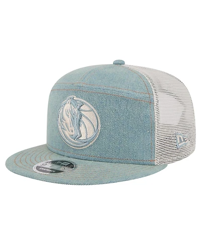 New Era Men's Dallas Mavericks Adventure Denim Split Panel 9FIFTY Snapback Trucker Hat