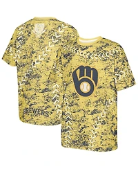 Outerstuff Big Boys and Girls Gold Milwaukee Brewers Slide Score Bold T-Shirt
