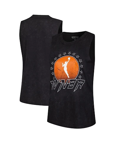 Sportiqe Women's Black Wnba Rock Roll Collection Turner Mineral Wash Tank