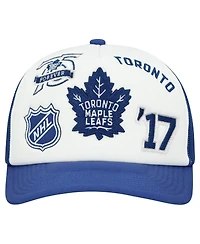 Mitchell & Ness Men's White/Blue Toronto Maple Leaf's Gridlock Trucker Adjustable Hat