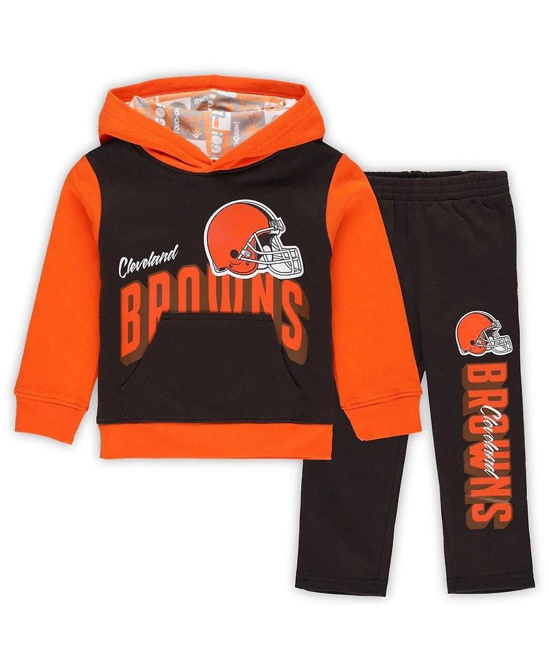 Outerstuff Toddler Brown Cleveland Browns Coin Toss Pullover Fleece Hoodie and Pants Set