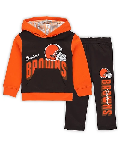 Outerstuff Toddler Brown Cleveland Browns Coin Toss Pullover Fleece Hoodie and Pants Set