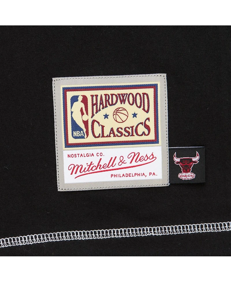 Mitchell & Ness Men's Black Chicago Bulls Hardwood Classics Contrast 2K Graphic T-Shirt