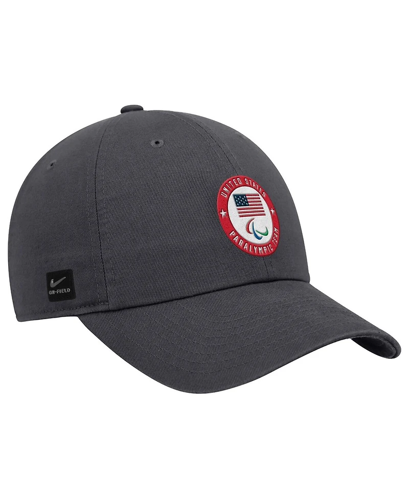 Nike Men's Anthracite U.s. Paralympics Crest Logo Club Adjustable Hat