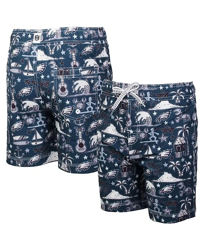 Wes & Willy Big Boys and Girls Midnight Green Philadelphia Eagles Luau Swim Trunks