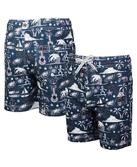 Wes & Willy Big Boys and Girls Midnight Green Philadelphia Eagles Luau Swim Trunks