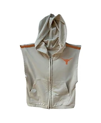 Wes & Willy Girls Toddler Tan Texas Longhorns Tri-Blend Sleeveless Full-Zip Hoodie Tiered Skirt Set
