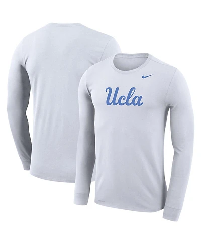 Nike Men's White Ucla Bruins Legend Wordmark Performance Long Sleeve T-Shirt