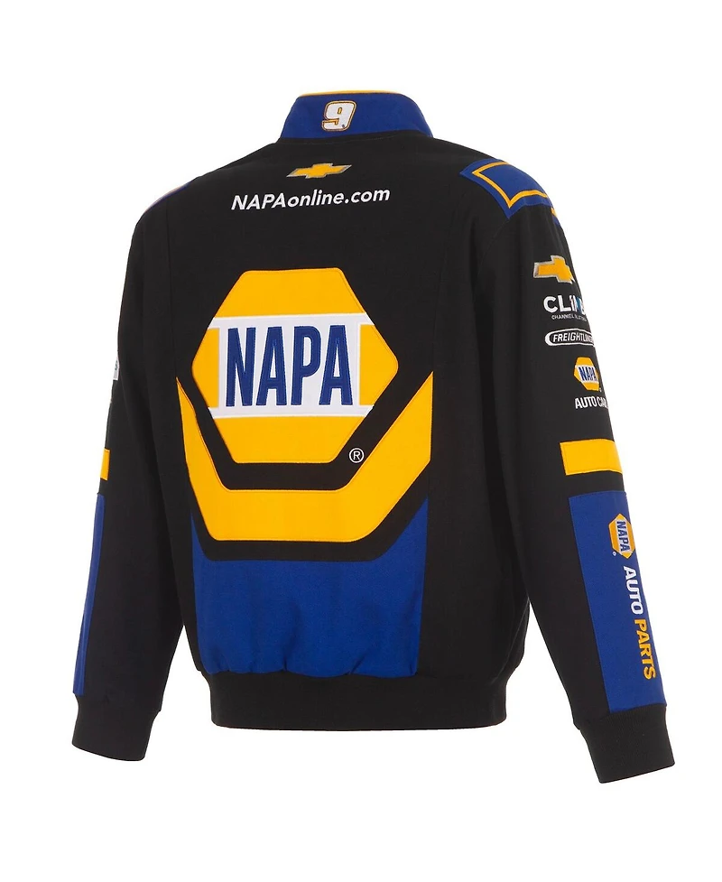 Jh Design Men's Black/Royal Chase Elliott Napa Full-Snap Twill Uniform Jacket
