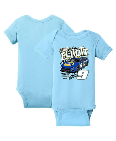 Hendrick Motorsports Team Collection Baby Boys and Girls Light Blue Chase Elliott Car Bodysuit