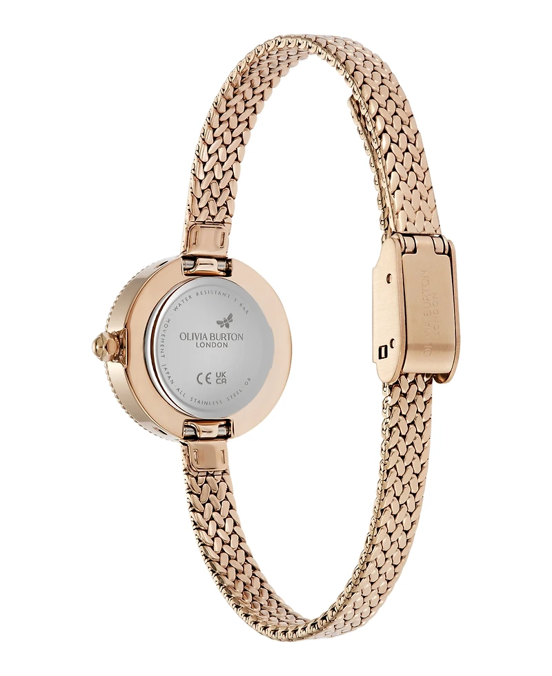 Olivia Burton Women's Finery Rose Gold Tone Stainless Steel Mesh Bracelet Watch, 20mm