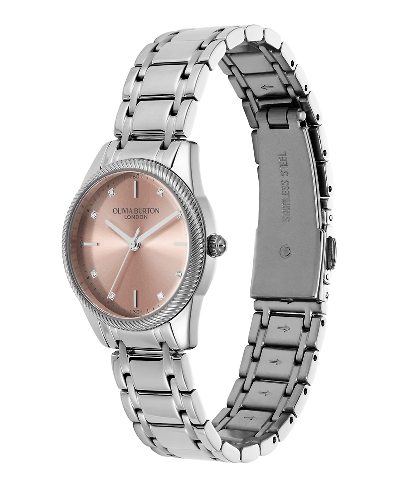 Olivia Burton Women's Egerton Silver Tone Stainless Steel Bracelet Watch, 28mm