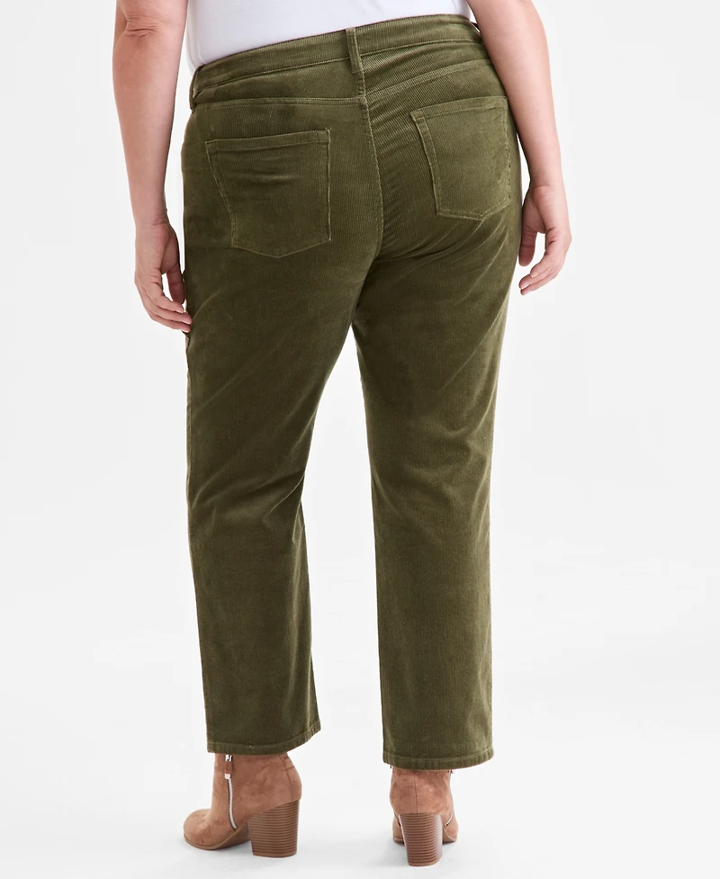 Style & Co Plus High-Rise Straight-Leg Corduroy Pants, Macy's Exclusive