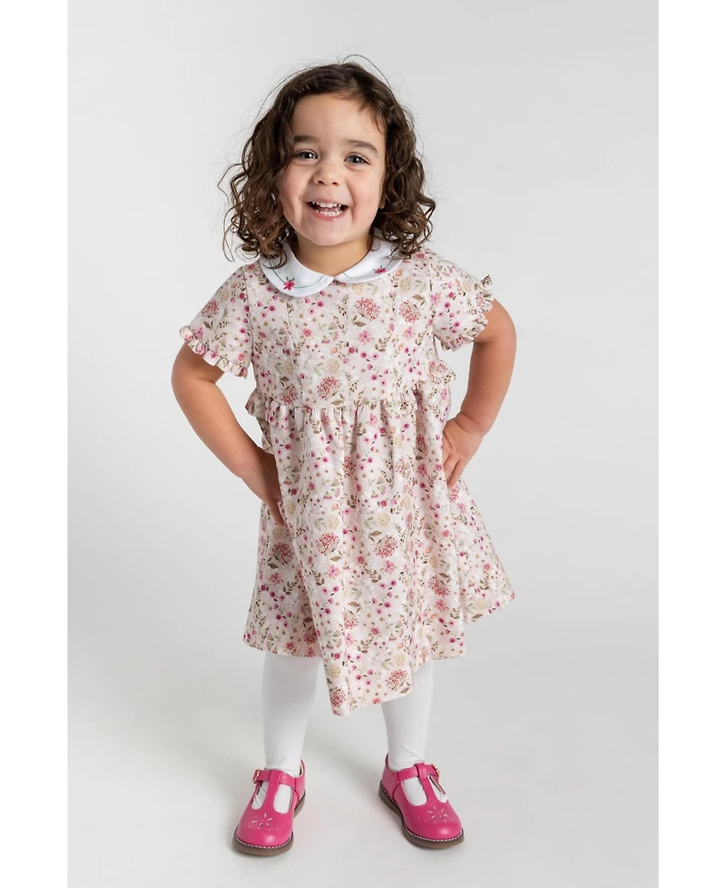 Florence Eiseman Little Girls Floral Dress With Embroidered Collar