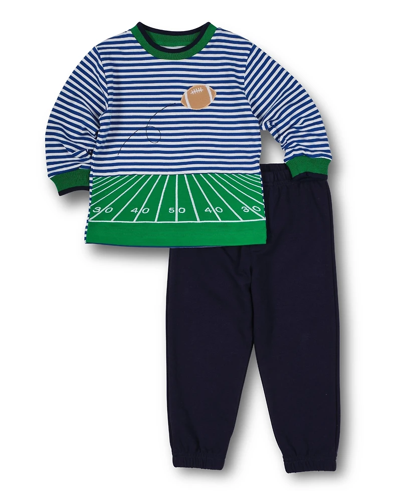 Florence Eiseman Toddler Boys Stripe Knit Shirt With Football Field