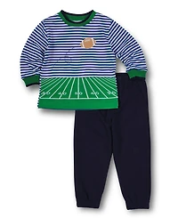 Florence Eiseman Toddler Boys Stripe Knit Shirt With Football Field