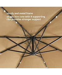 Flynama 10 Ft Solar Patio Outdoor Umbrella Hanging Cantilever Umbrella Offset Umbrella ,Adustment with 32 Led Lights