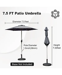 Flynama 7.5FT Outdoor Table Patio Umbrella with Push Button Tilt and Crank, Uv Protection Waterproof Market Sun Umbrella with 6 Sturdy Ribs