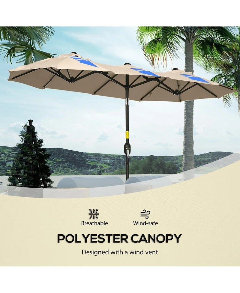 Flynama Double-sided Patio Umbrella 9.5' Large Outdoor Market Umbrella with Push Button Tilt and Crank