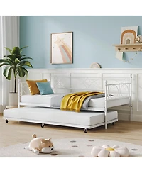 gaomon Metal Twin Daybed and Trundle Set, Size, Steel Slat Support, Multifunctional Frame for Bedroom, Living Room, Guest Room