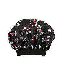 Disney Mickey & Minnie Mouse Women's All-Over Print Black Satin Bonnet