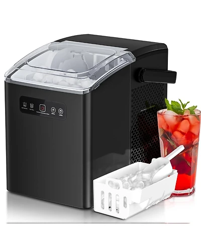 Cowsar Countertop Ice Maker,Portable Ice Machine with Handle,26 lbs Per Day, 9 Ice Cubes in 6 Mins,self-Cleaning Ice Maker with Scoop and Basket , for