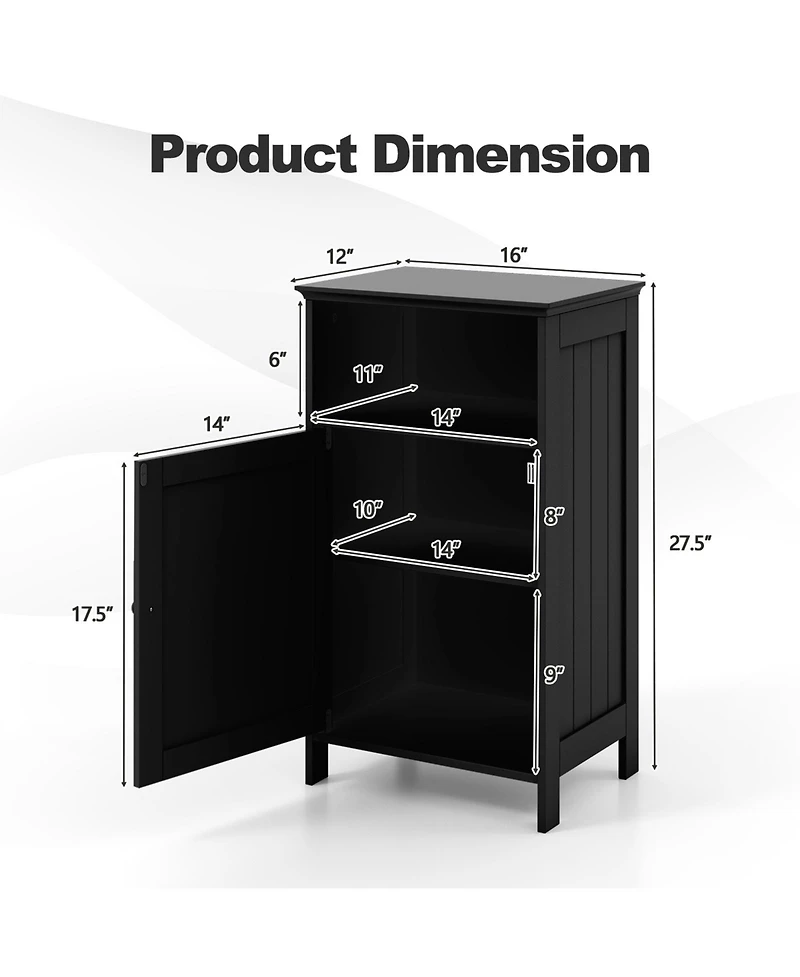 Slickblue Bathroom Freestanding Floor Storage Cabinet with Adjustable Shelf