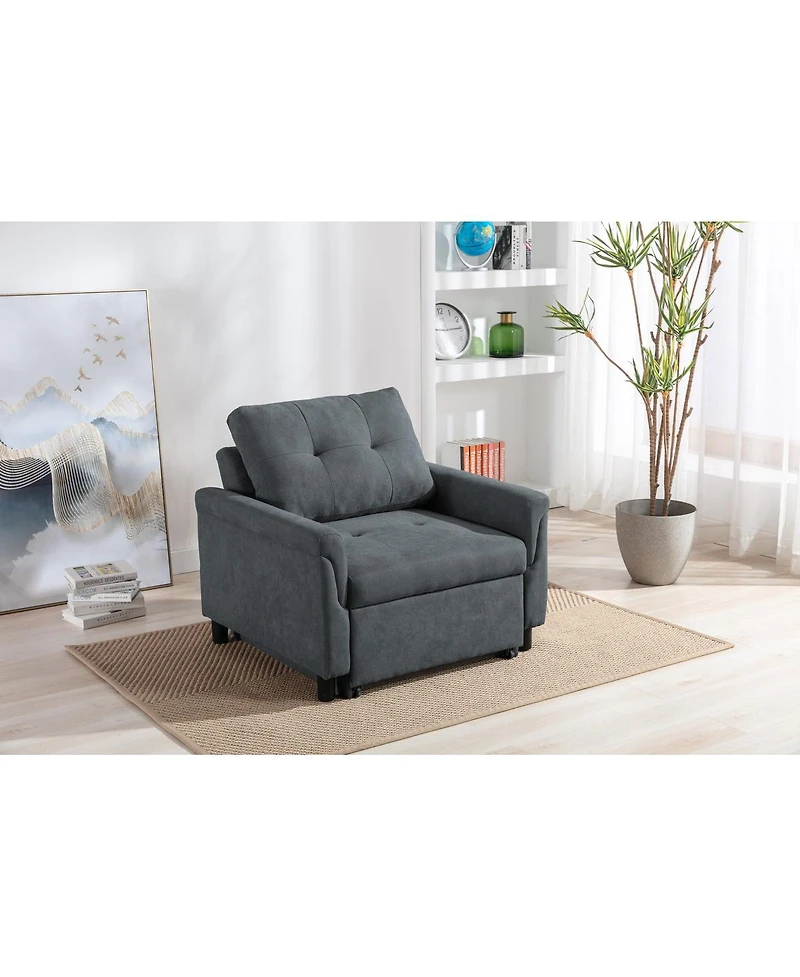 Homlux 35"W Dark Gray Woven Convertible Armchair