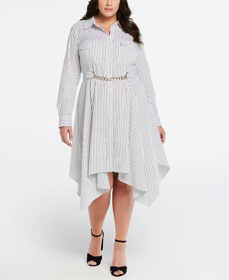 Ella Rafaella Plus Handkerchief Dress with Chain Belt