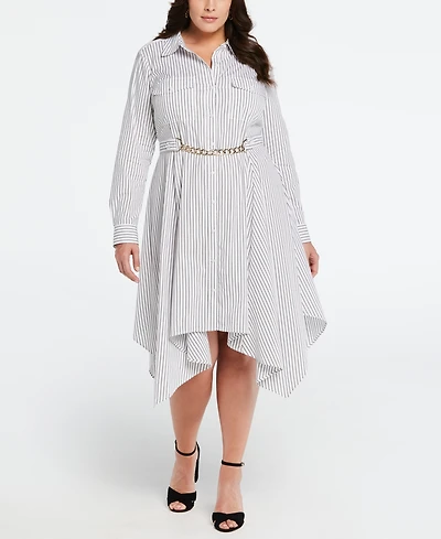 Ella Rafaella Plus Handkerchief Dress with Chain Belt