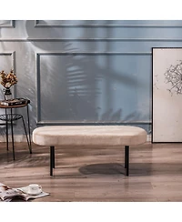 Nordlys - Metal and Beige Velvet Bench Modern Design Style Upholstery Entry