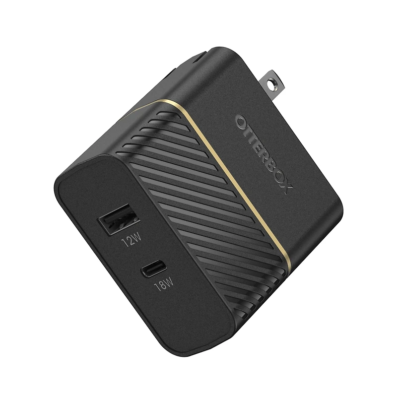 OtterBox Fast Charge Pd Usb C and Usb A Dual Port Wall Charger 30W-Black
