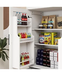 Casainc 71" Pantry Cabinet with 4 Doors, Drawer and Built-in Racks for Dining Room or Kitchen