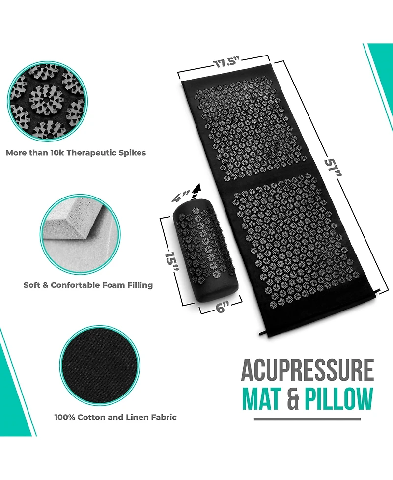Sorbus 51 Inch Acupressure Mat, Pillow & Carry Bag