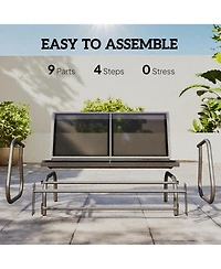 Outsunny 2-Person Outdoor Glider Bench Patio Double Swing Rocking Chair Loveseat with Power Coated Steel Frame for Backyard Garden Porch
