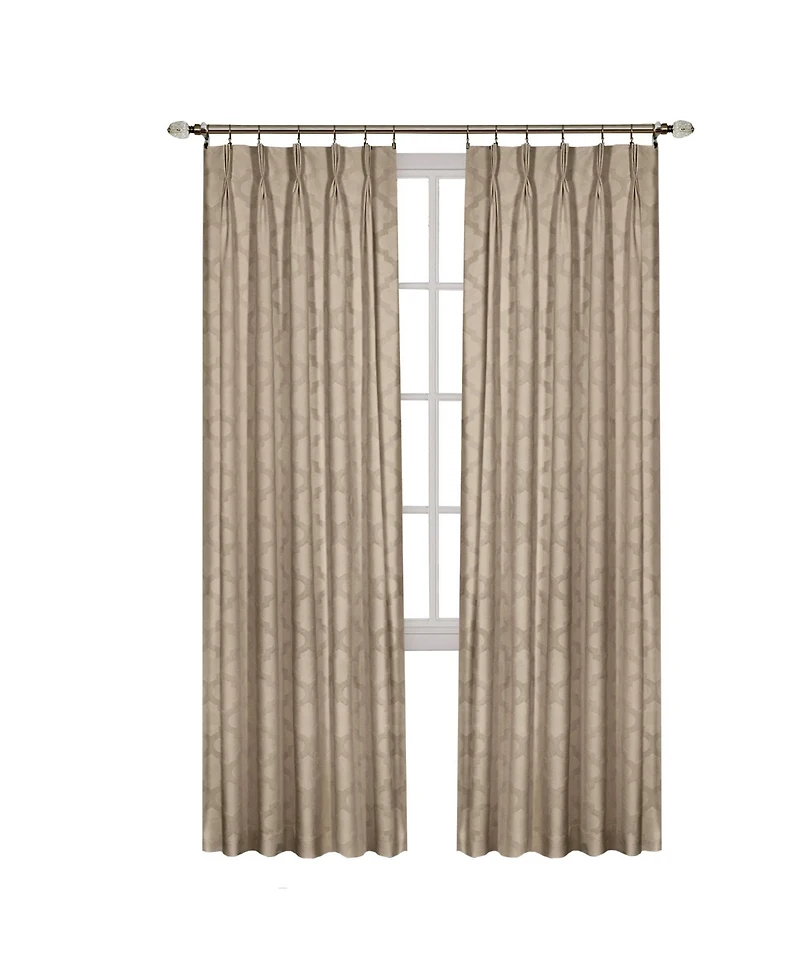 Kate Aurora 2 Pack Windsor Pinch Pleat/Rod Pocket/Back Tab Quatrefoil Window Curtain Panels