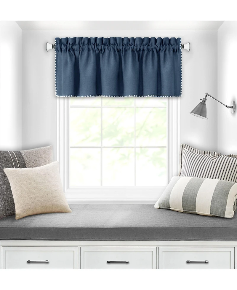 Kate Aurora Coastal Hamptons Living Textured Rod Pocket Window Valance - Tan/Linen