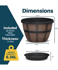 Lifemaster 10-Inch Whiskey Barrel Planters Outdoor Pack of 2