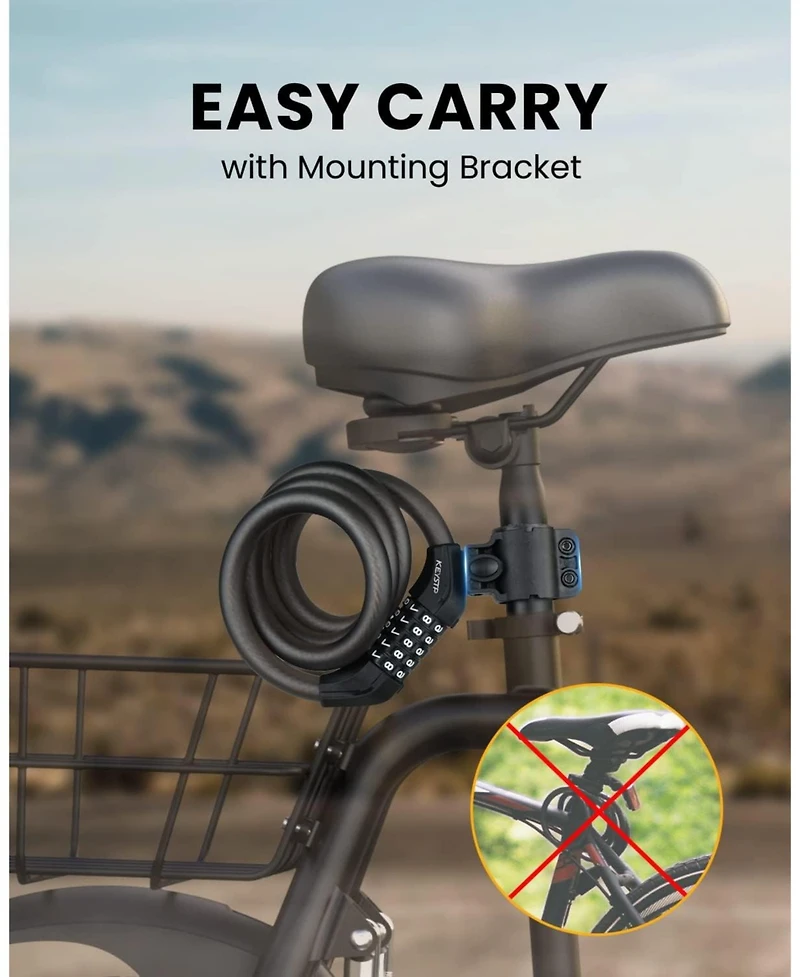 Nakto Bike Lock Cable with Combination,High Security 5-Digit Resettable Combination Bicycle Anti-Theft